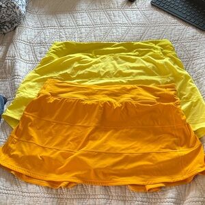 Lululemon Pace Rival Yellow and Orange Skirts 12 Tall